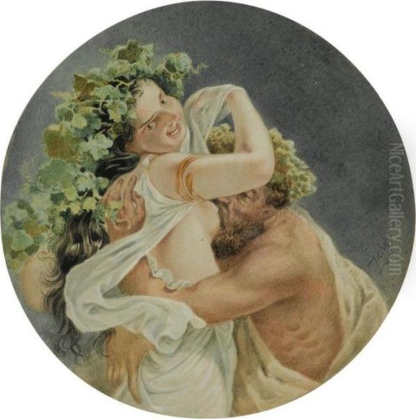 Bacchante Oil Painting by Mihaly von Zichy