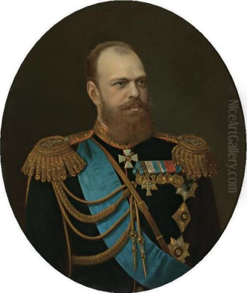 Portrait Of Alexander Iii, St. Petersburg Oil Painting by Mihaly von Zichy