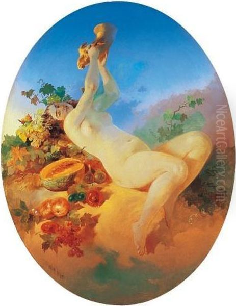 Bacchante Oil Painting by Mihaly von Zichy