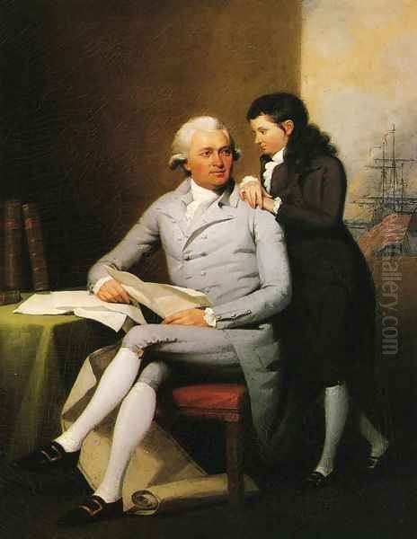 Jeremiah Wadsworth and His Son Daniel Wadsworth Oil Painting by John Trumbull