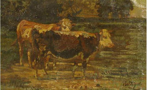 Vaches Oil Painting by Heinrich Johann Von Zugel