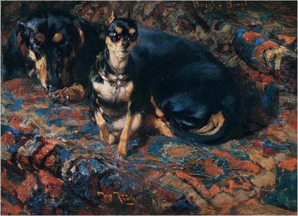 Zwei Freunde (two Friends) Oil Painting by Heinrich Johann Von Zugel