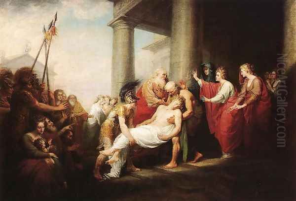 Priam Returning to His Family with the Dead Body of Hector Oil Painting by John Trumbull