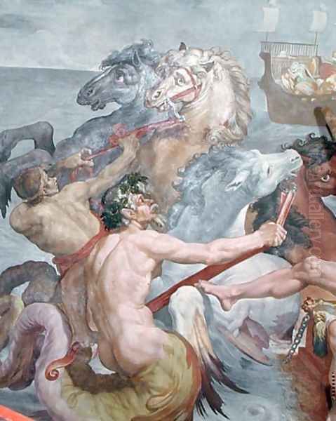 The Odyssey, detail of the Tritons and the horses from Neptunes chariot, 1554-56 Oil Painting by Pellegrino Tibaldi