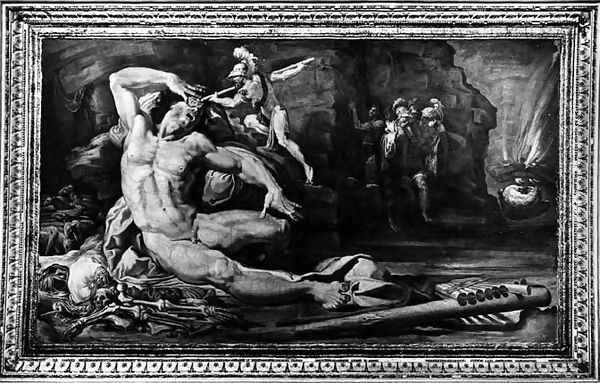 Ulysses Blinding Polyphemus the Cyclops, frieze representing scenes from the Quests of Ulysses Oil Painting by Pellegrino Tibaldi