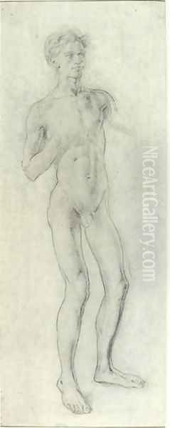 Standing Nude Boy Oil Painting by Henry Tonks