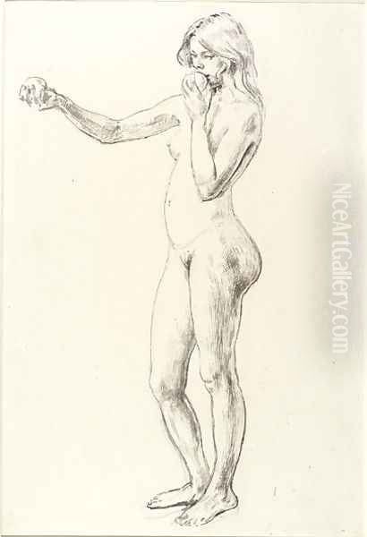 Standing Nude Girl Oil Painting by Henry Tonks