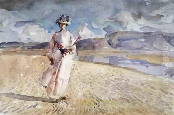 Woman Walking on the Sand Oil Painting by Henry Tonks