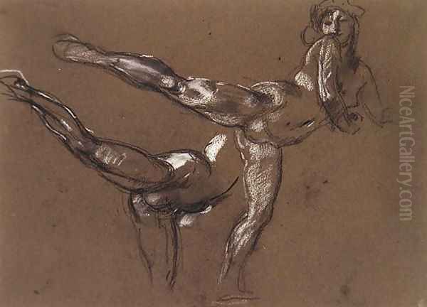 Two Studies of a Female Nude Oil Painting by Henry Tonks