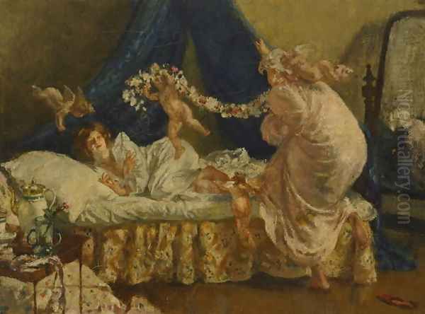 The Arrival of Cupid, from Memories of my Dead Wife, c.1906 Oil Painting by Henry Tonks