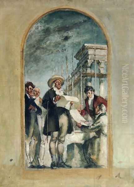 Sketch for The Four Founders of University College, 1922 Oil Painting by Henry Tonks