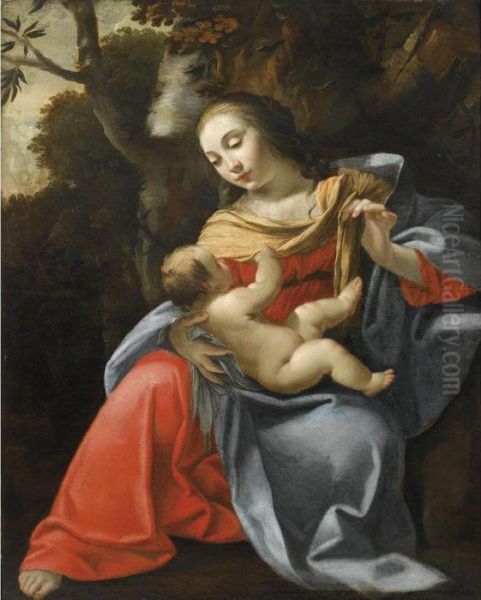 Madonna And Childi Oil Painting by Aubin Vouet