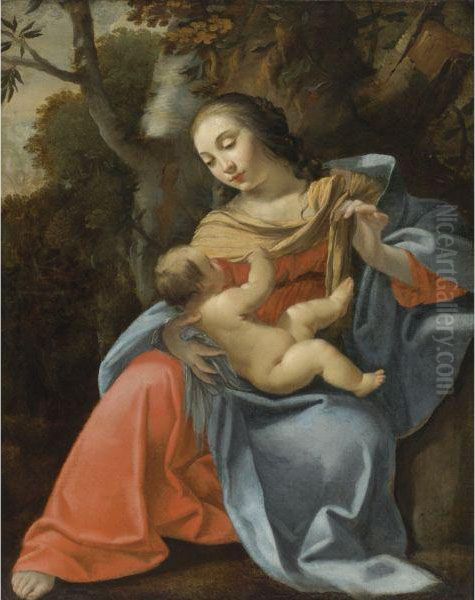 Madonna And Child Oil Painting by Aubin Vouet