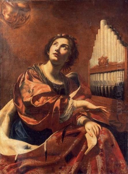 Sainte Cecile Oil Painting by Aubin Vouet