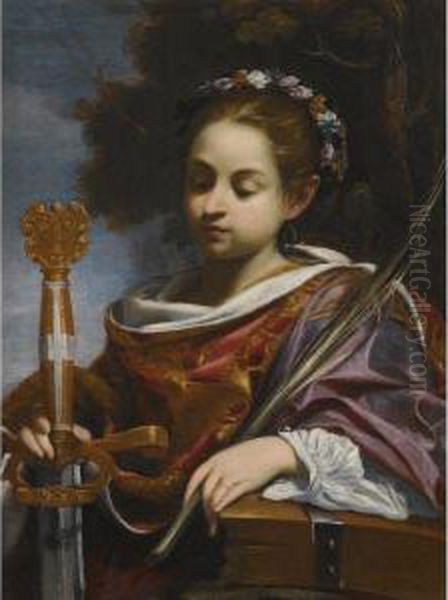 Saint Catherine Of Alexandria Oil Painting by Aubin Vouet