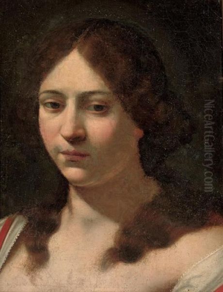 Head Of A Young Woman Oil Painting by Aubin Vouet