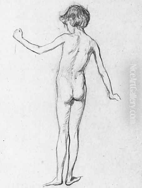 A Study Of A Female Nude, Rear View Oil Painting by Henry Tonks