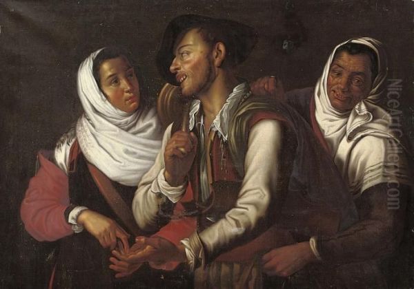 The Fortune Teller Oil Painting by Aubin Vouet