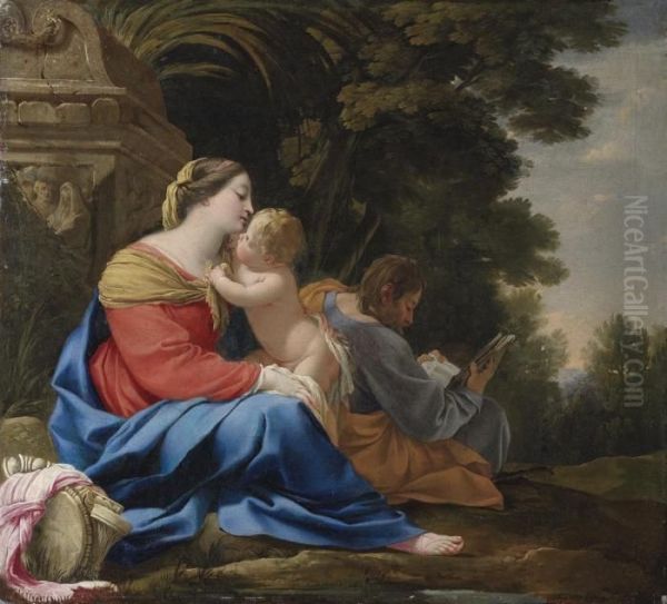 The Rest On The Flight Into Egypt Oil Painting by Aubin Vouet