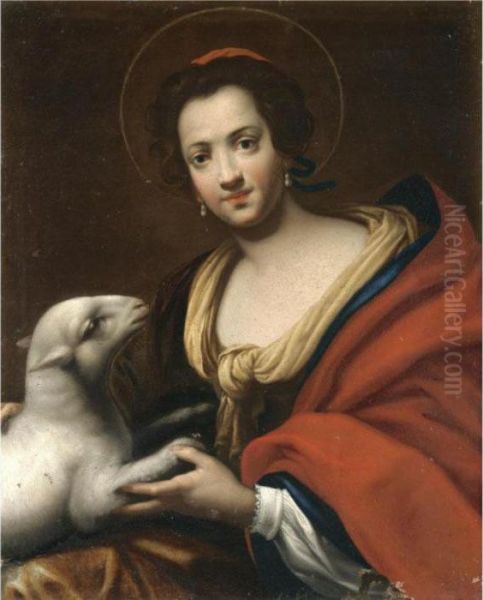 Saint Agnes Oil Painting by Aubin Vouet