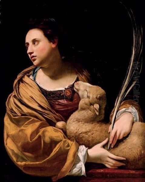 Saint Agnes Oil Painting by Aubin Vouet