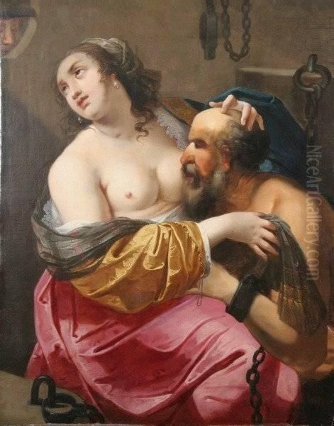 Roman Charity Oil Painting by Aubin Vouet