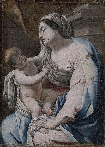 Virgen Con El Nino Oil Painting by Aubin Vouet