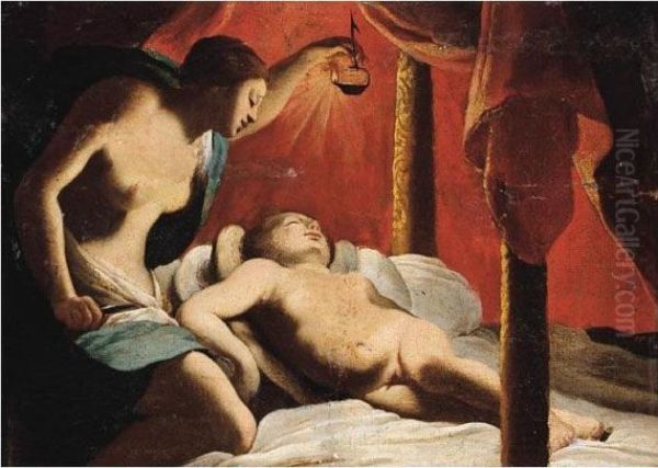 Cupid And Psyche Oil Painting by Aubin Vouet