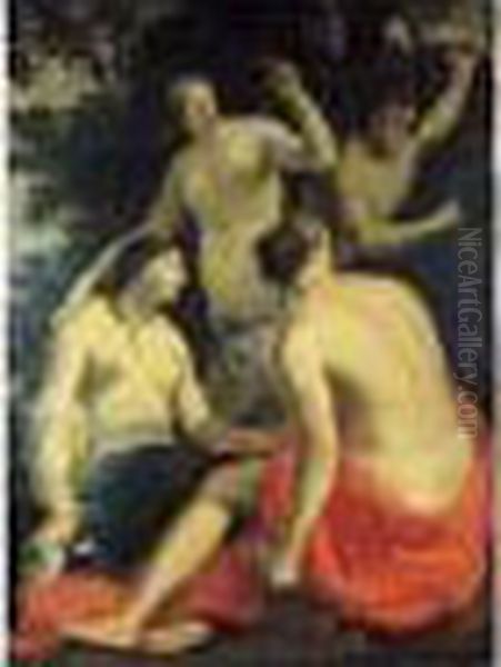 Mercure Et Les Trois Graces Oil Painting by Aubin Vouet