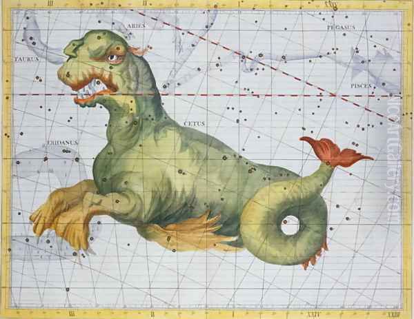 Constellation of Cetus the Whale, from Atlas Coelestis by John Flamsteed 1646-1719, pub. in 1729 Oil Painting by Sir James Thornhill