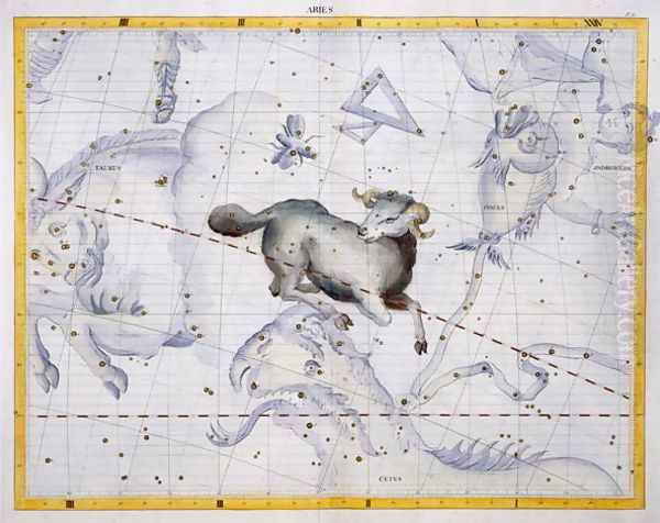 Constellation of Aries, plate 4 from Atlas Coelestis, by John Flamsteed 1646-1710, published in 1729 Oil Painting by Sir James Thornhill