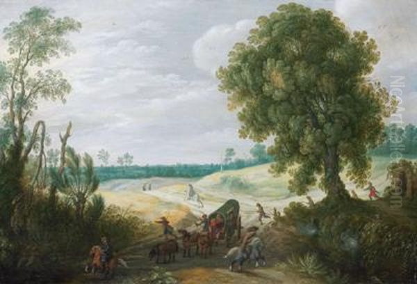 A Una Carovana Oil Painting by Sebastien Vrancx