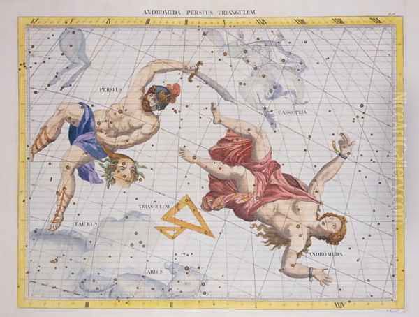 Constellation of Perseus and Andromeda, from Atlas Coelestis, by John Flamsteed 1646-1719, pub. in 1729 Oil Painting by Sir James Thornhill