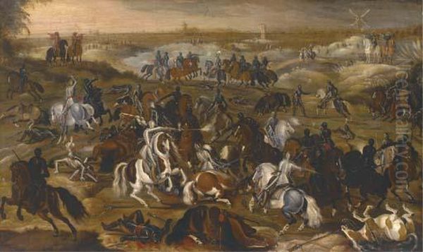 The Battle Between Officers Breaute And Gerard Abrahamsz., Calledlekkerbeetje, At Vught Oil Painting by Sebastien Vrancx