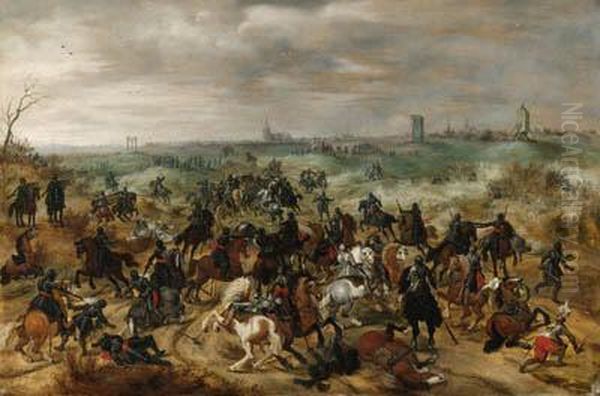 The Battle Between Officers 
Braut And Gerard Abrahamsz., Calledlekkerbeetje, At Vught, 5 February 
1600 Oil Painting by Sebastien Vrancx