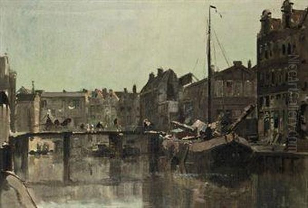 View On The Bickersgracht In Amsterdam Oil Painting by Cornelis Vreedenburgh