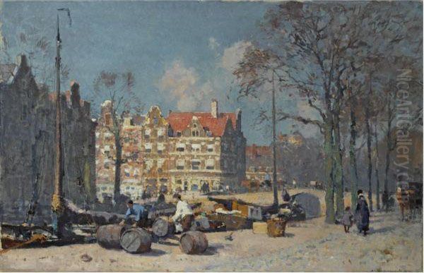 A View Of Amsterdam Oil Painting by Cornelis Vreedenburgh