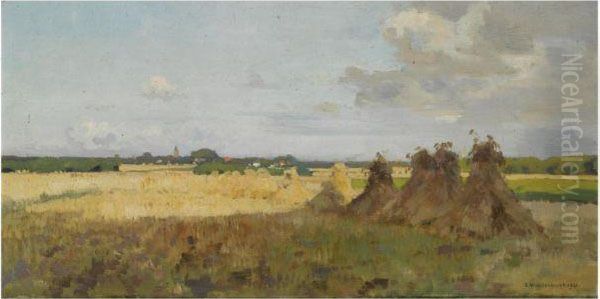 Haystacks, Laren Oil Painting by Cornelis Vreedenburgh