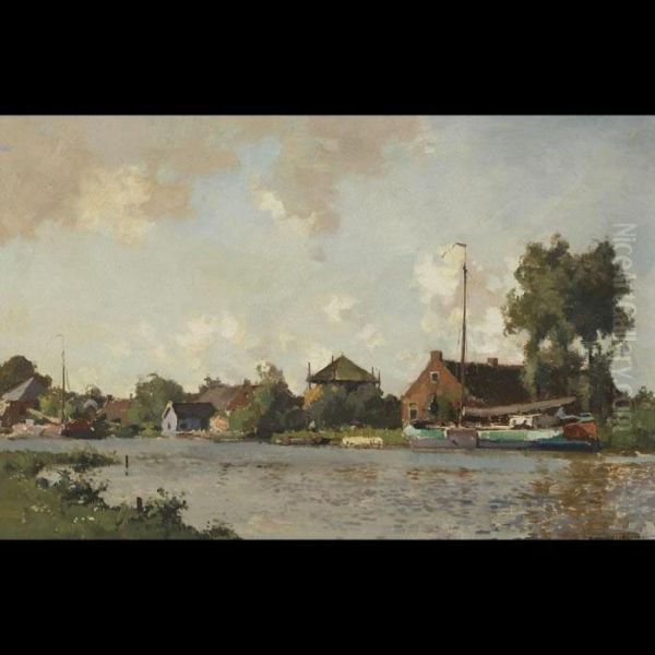 Quiet Moment In A Dutch Harbour Oil Painting by Cornelis Vreedenburgh