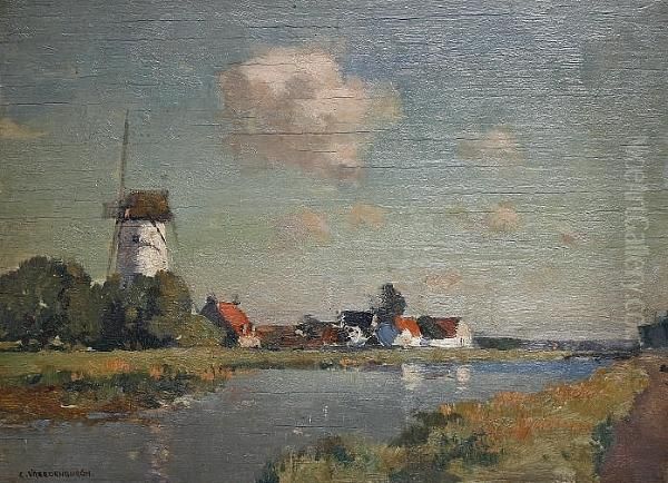 Dutch River Landscape Oil Painting by Cornelis Vreedenburgh