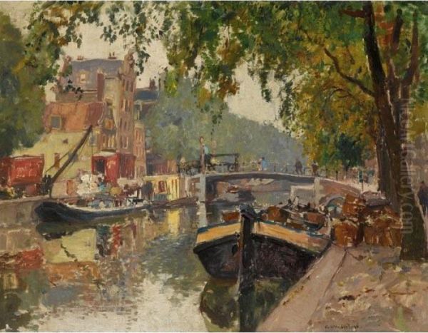 A View Of The Brouwersgracht, Amsterdam Oil Painting by Cornelis Vreedenburgh