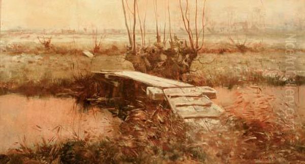 Ijzelmorgen: A Frosty Morning Oil Painting by Cornelis Vreedenburgh