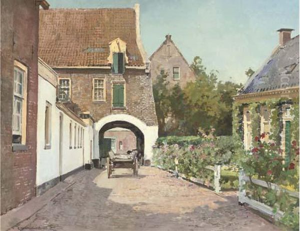 A Courtyard: Off The Peperstraat, Groningen Oil Painting by Cornelis Vreedenburgh