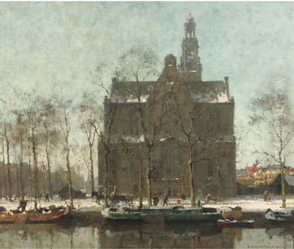 A View Of The Westerkerk In Winter by Cornelis Vreedenburgh