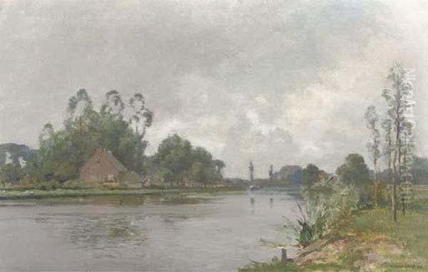 Along A River In Summer Oil Painting by Cornelis Vreedenburgh