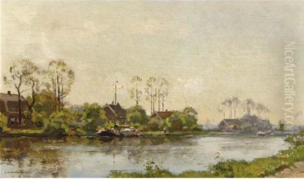 A View Of The Kromme Mijdrecht In Summer Oil Painting by Cornelis Vreedenburgh