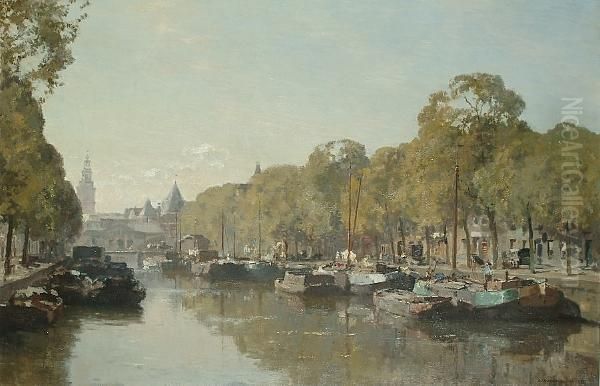 Canal Scene Oil Painting by Cornelis Vreedenburgh