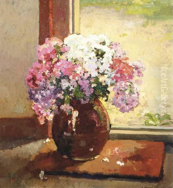 A Pink And White Summer Bouquet Oil Painting by Cornelis Vreedenburgh