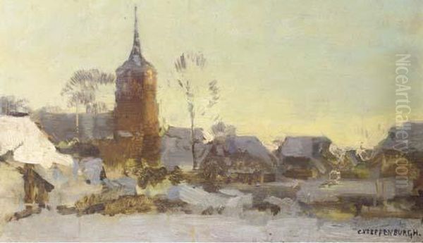 Laren In Winter - A Study Oil Painting by Cornelis Vreedenburgh