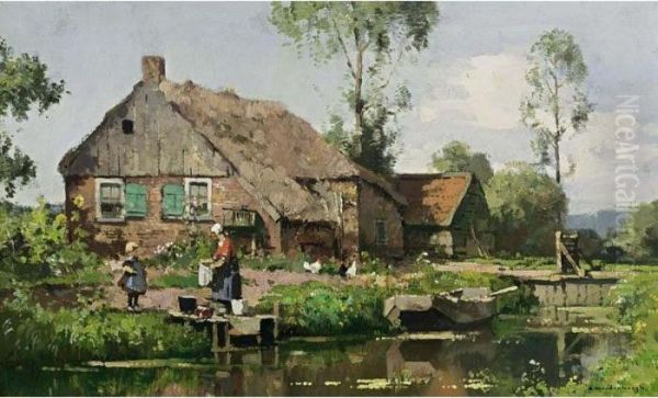 In The Farmyard Oil Painting by Cornelis Vreedenburgh